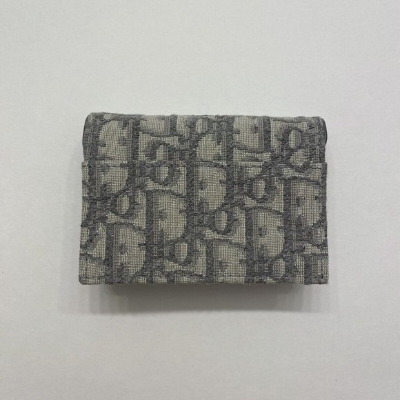 Christian Dior Gray Oblique Jacquard Saddle Flap Wallet - Picture 3 of 15